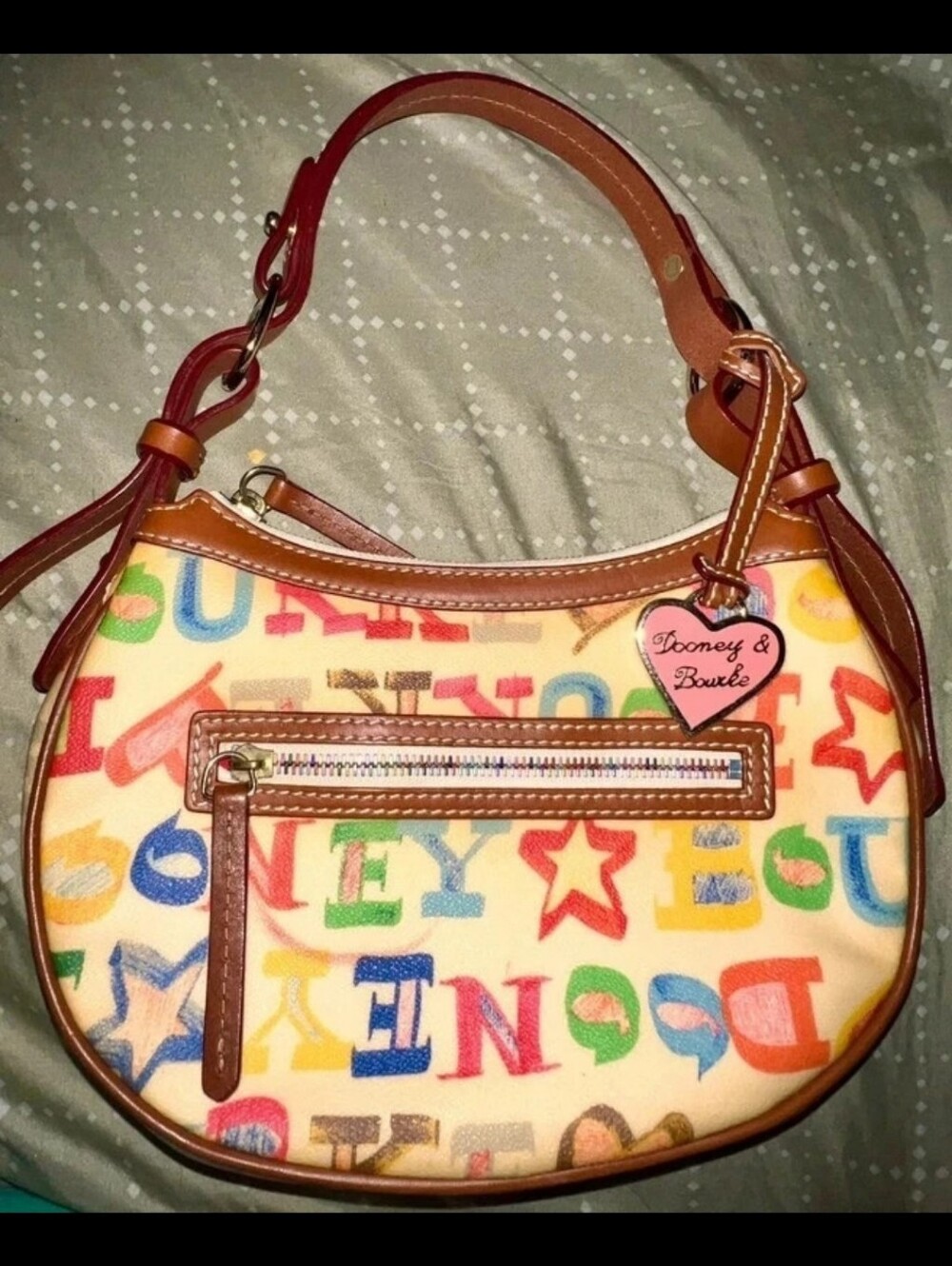 Dooney & Bourke Multicolor Logo Crescent Shoulder Bag with EUC